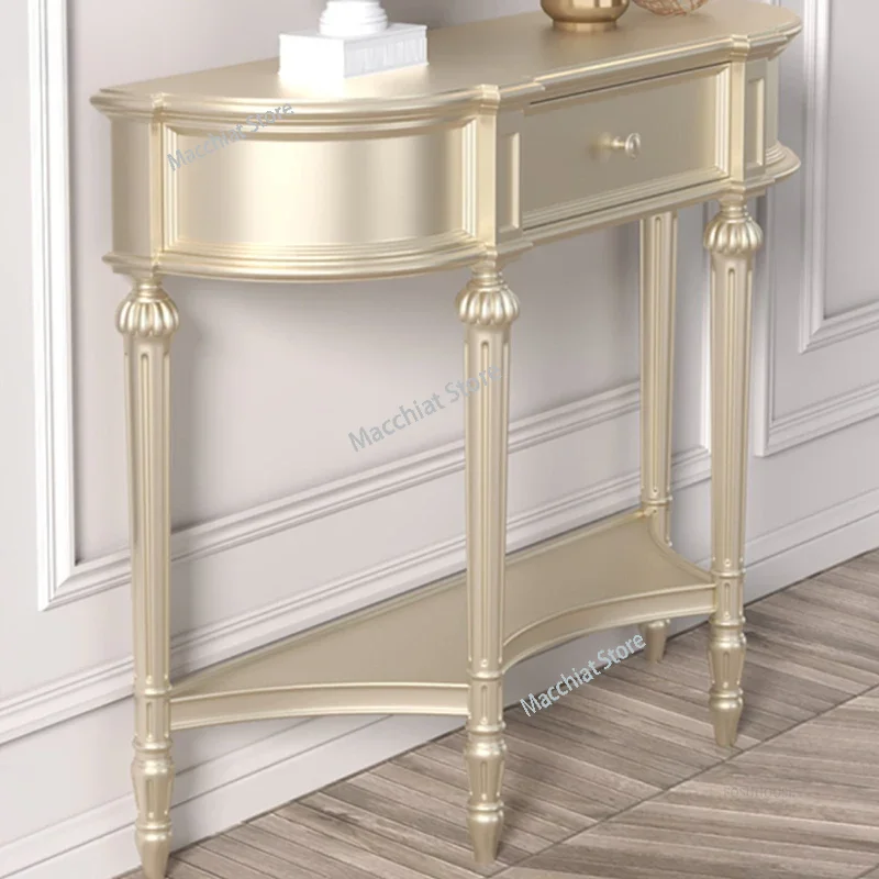 Birch Console Table for Living Room Champagne Gold Tables with Drawers Luxury Creative    Restaurant JFRS