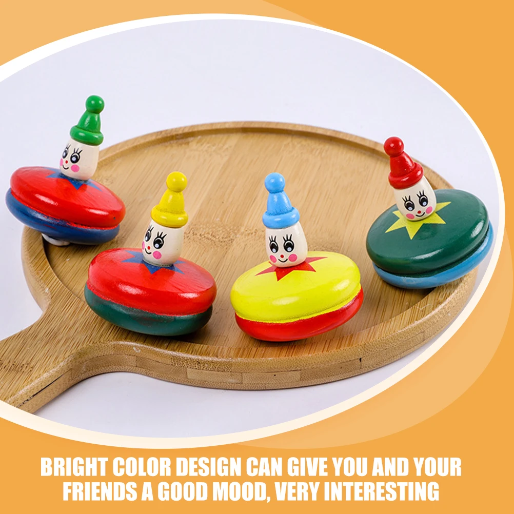 5 pezzi di cartone animato giroscopio in legno manuale a rotazione rapida mini giroscopio per bambini forniture interattive per bomboniere di decompressione