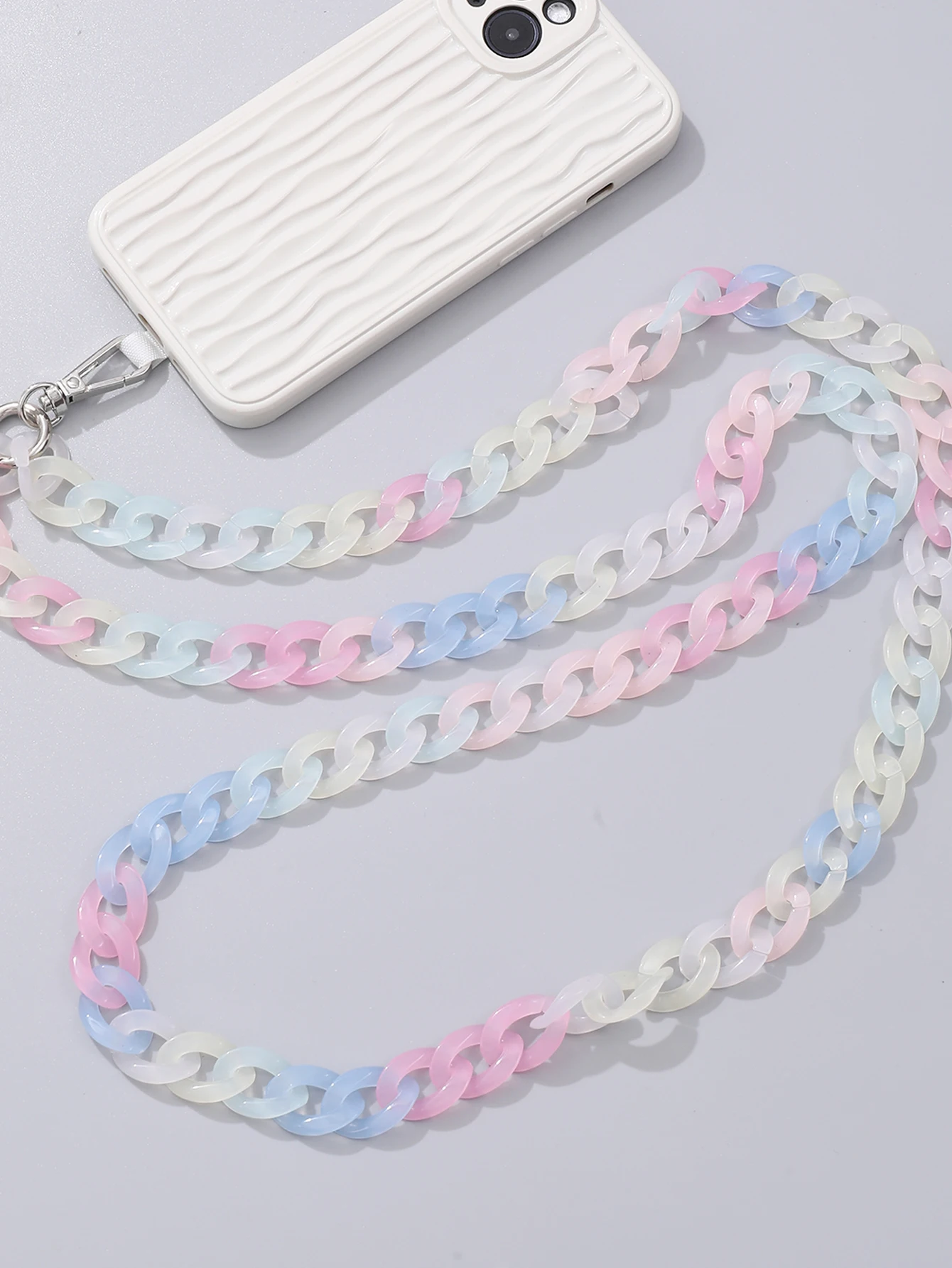 Jelly Color Chain Colorful Acrylic Chain Long Oblique Cross Phone Hanging Rope