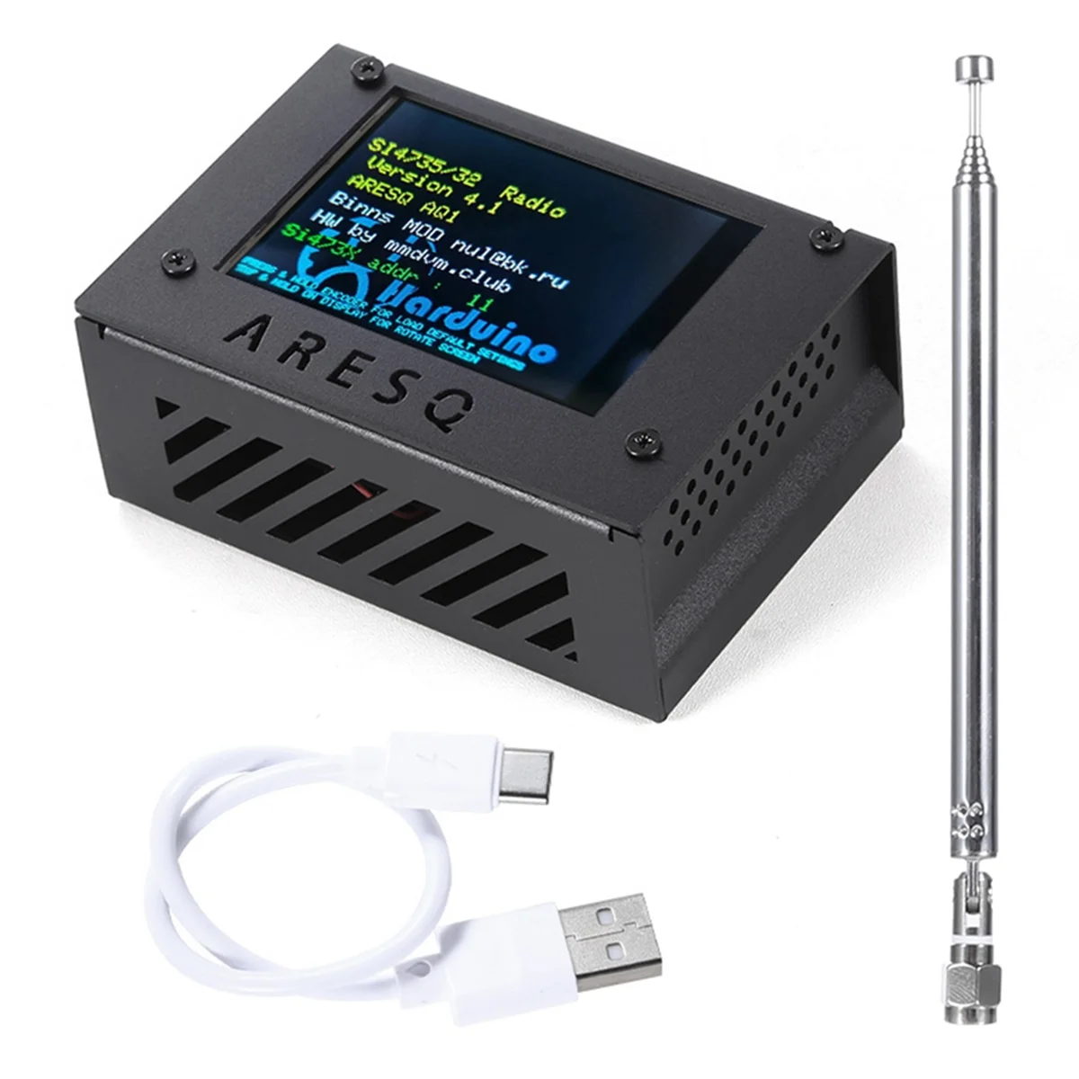 # 361Y ARESQ AQ1 Mini Rádio Full Band Receptor de Rádio All Band FM LW MW SW-SSB Si4732 Chip Tela de Toque de 2,8 Polegadas (Preto)