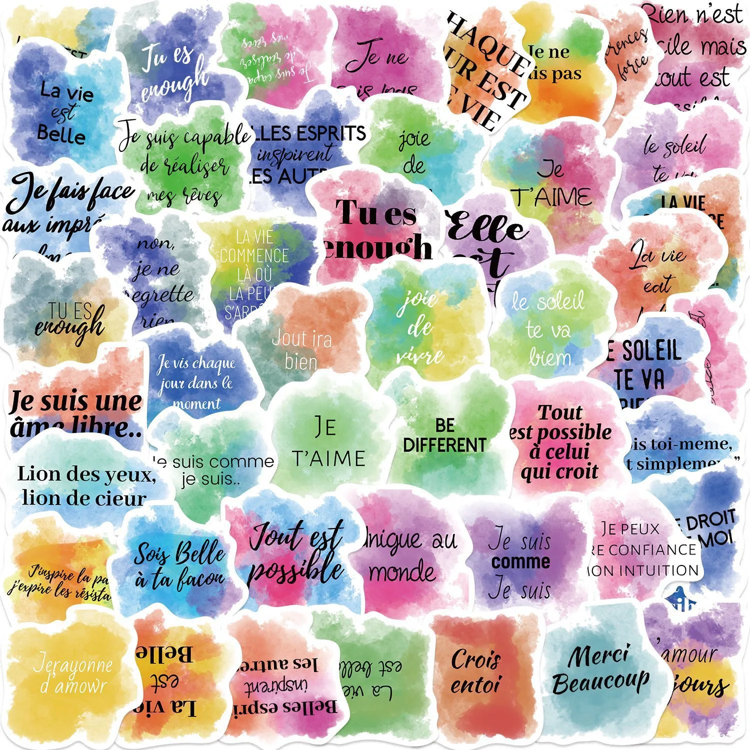 10/50Pcs Inspirational French Phrases Graffiti Stickers Words Text Decals DIY Laptop Phone Guitar Car Skateboard Sticker Kid Toy