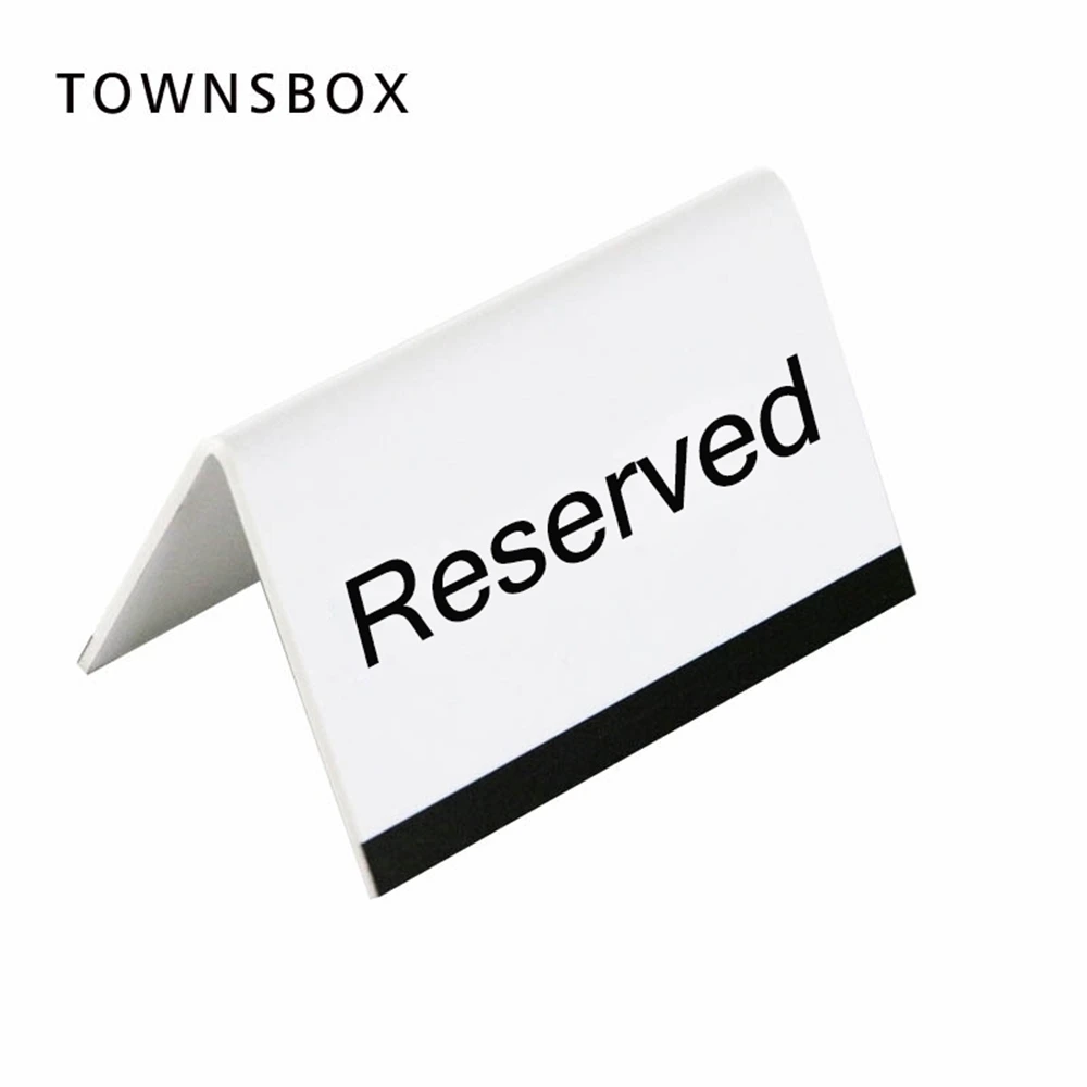 10x6cm White Acrylic Black Uv Printing Letter Desk Sign Stand Hotel Resturant Table Reservation Signage Board Desk Sign Plate