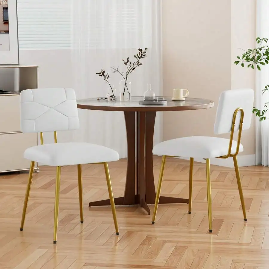 Dining Dining Chairs Set Of 6, Modern Upholstered Dining Room Chairs With PU Leather Padded Seat, Armless Kitchen Chairs With Curved Ba - Aliexpress Deal