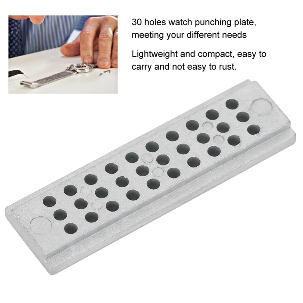 Durable Steel Material Riveting Stake Holder 30 Holes Rectangular Shape Watch Repair Tool Punch Block Watch Parts Repair