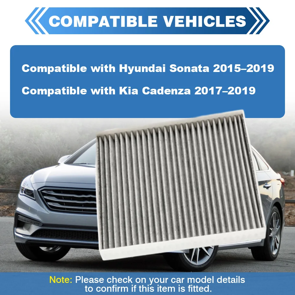 فلتر هواء المقصورة من الكربون المنشط للسيارة Hyundai Sonata 2015–2019 Kia Cadenza 2017–2019 97133-C2000, 6057C, CF12151, C2H79AP000 #4