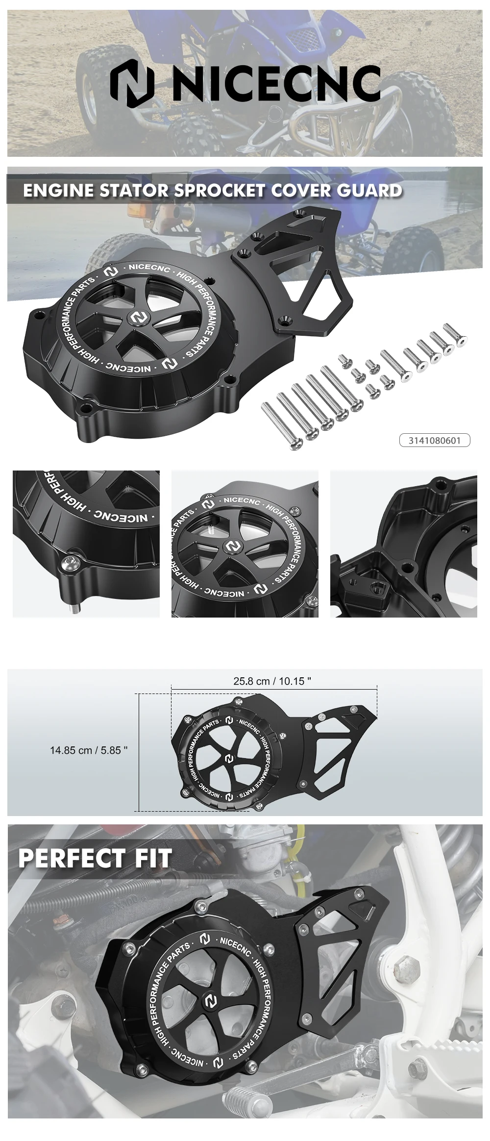 NICECNC Für Yamaha Blaster 200 YFS200 YFS200SE 1988-2006 Transparenter Stator-Kettenradabdeckungsschutz ATV-Zubehör – Detail 1