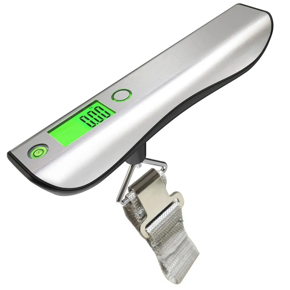 Backlight LCD Display Digital Luggage Scale Max 50kg Stainless Steel Cover Travel Baggage Weight Scale with 1m Tape Measure