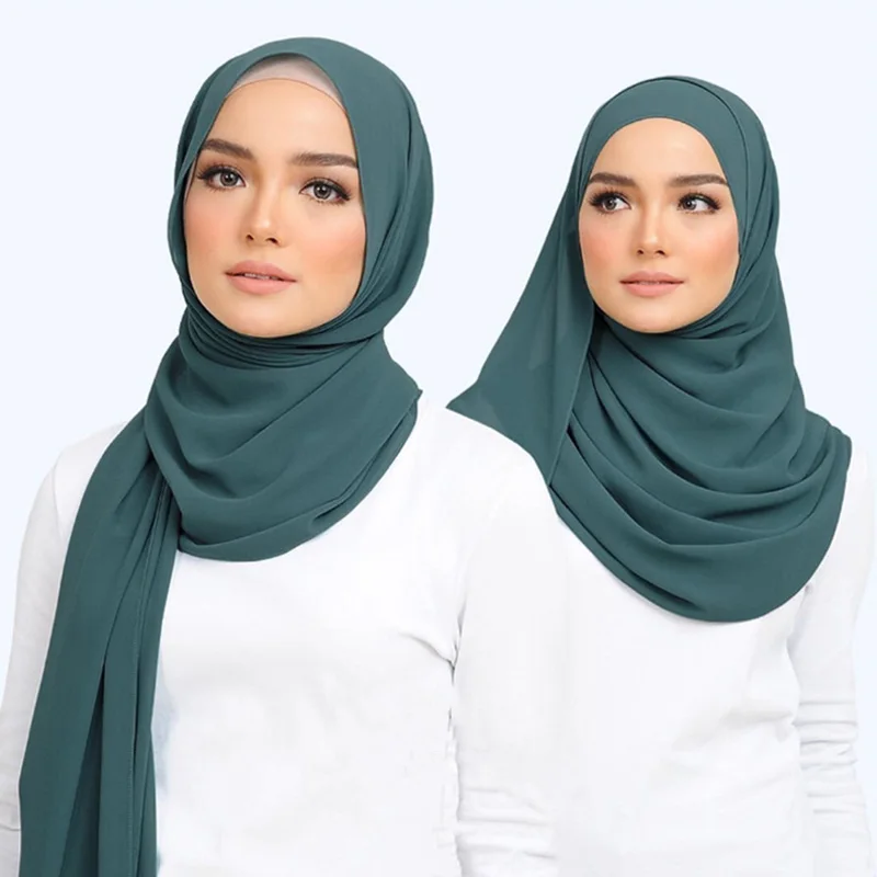 Muslim Chiffon Hijab Scarf Women Long Solid Color Head Wrap For Women Hijabs Scarves Ladies Muslim Veil Jersey Hijabs 175*70cm