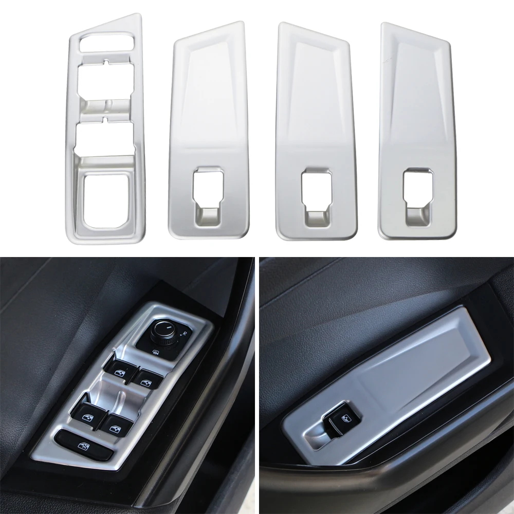 Car Window Lift Button Panel Trim for Volkwagen VW T-roc Troc 2017 - 2023 Decoration Sticker 4Pcs Cover Styling Accessories