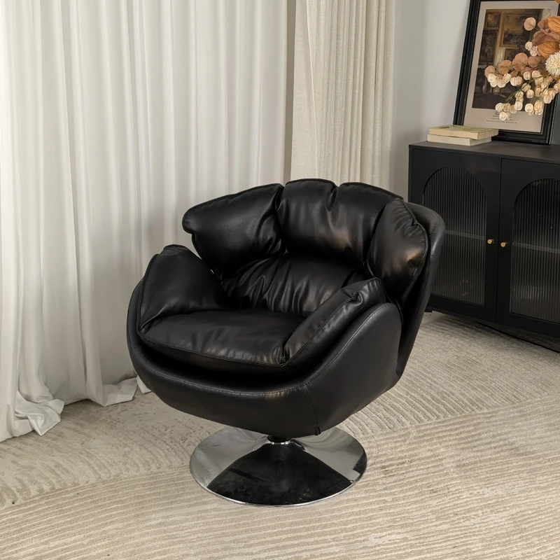Revolving Chair Comfortable Butacas #L Mid Century Leather Living Room Chair Modern High-end Elegant Creativity Furniture