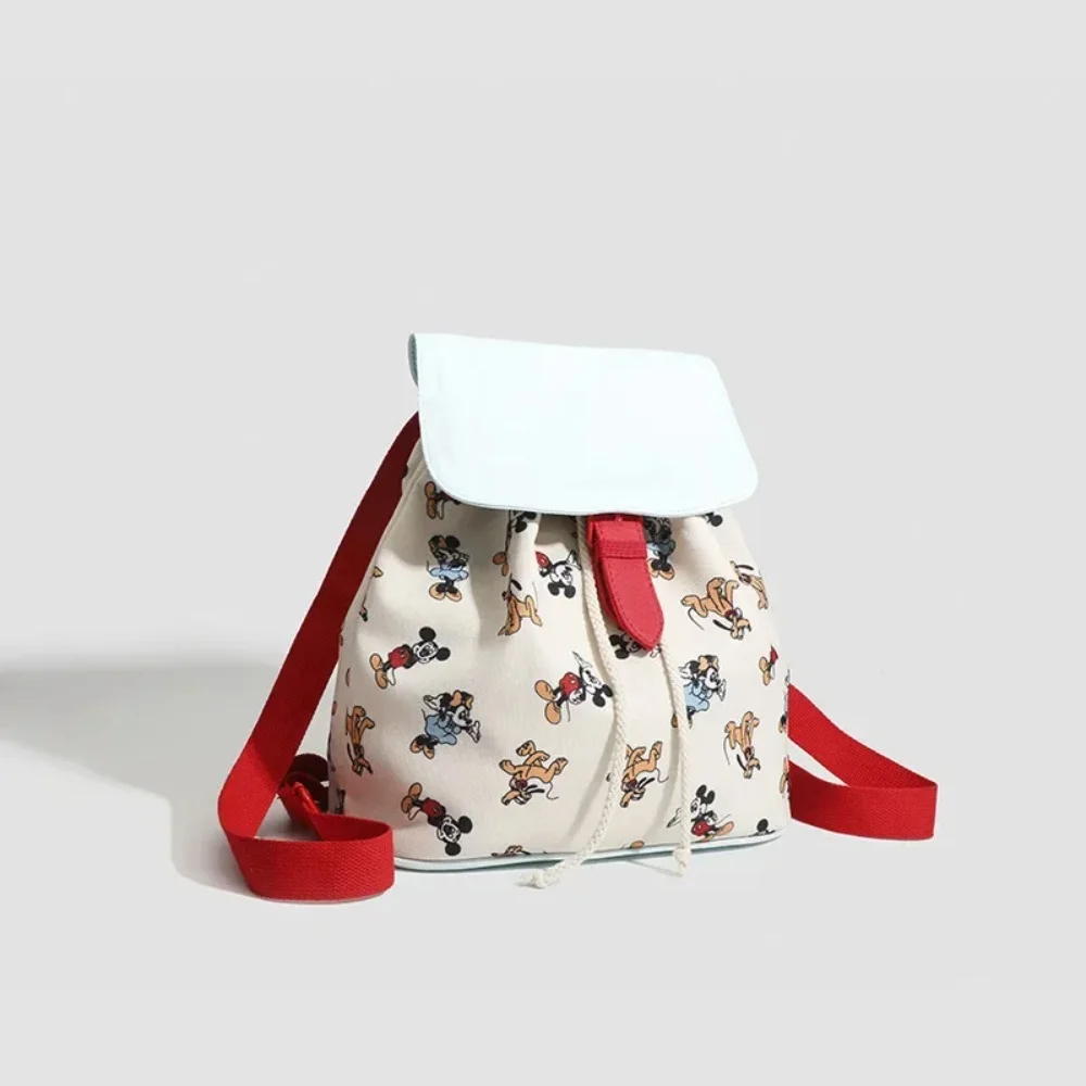

Холщовый рюкзак с нишевым дизайном Микки и Минни, универсальный большой вместительный студенческий рюкзак на шнурке Mochila
