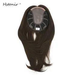 Hstonir – Extensions de cheveux naturels pour femmes, haut en dentelle Mono, style européen Remy, avec Clip au dos, trame, TP18