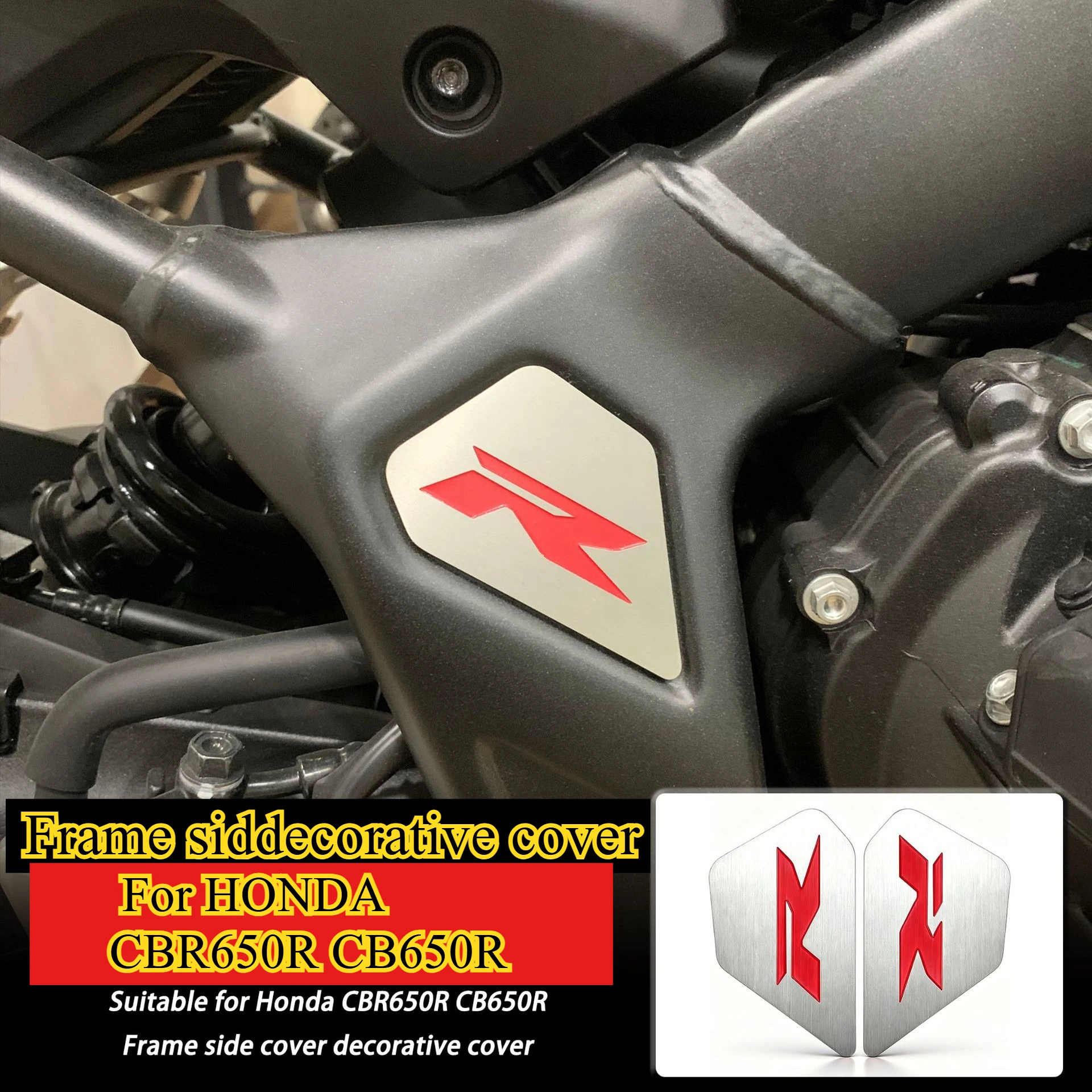 For Honda CBR 650R CBR650R CB650R Frame Side Cover Trim Filler Kit Stainless Steel Decoration Emblem Models Type R Emblem