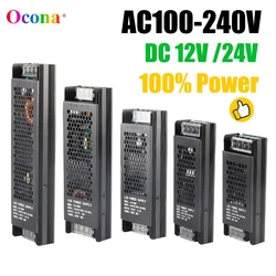 DC 12V 24V zasilacz LED AC100-240V wyciszania transformatory oświetleniowe wysokiej jakości 60W 100W 200W 110V 220V pełna moc CCTV