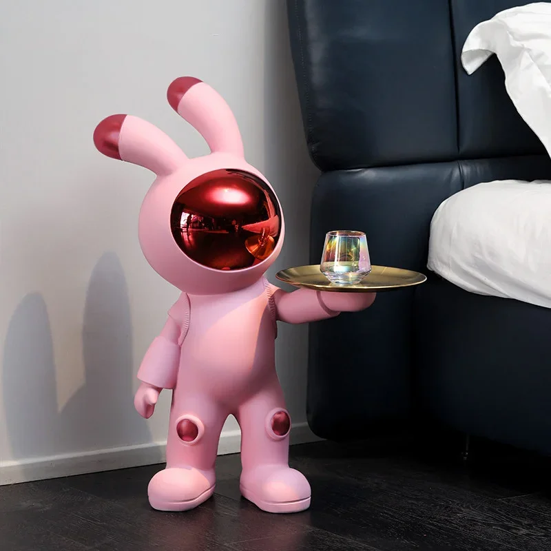Space Rabbit Statue Large Ornaments Modern Home Decoration Living Room Creative Landing Storage Tray Resin Crafts New House Gift