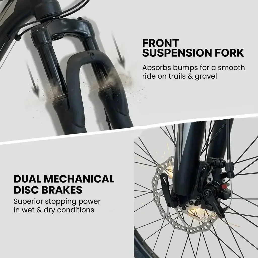 26/27.5 Inch Mountain Bike for Men and Women, Lightweight Aluminum Frame MTB with Dual Disc Brakes & 21-Speed Trigger Shifter, C
