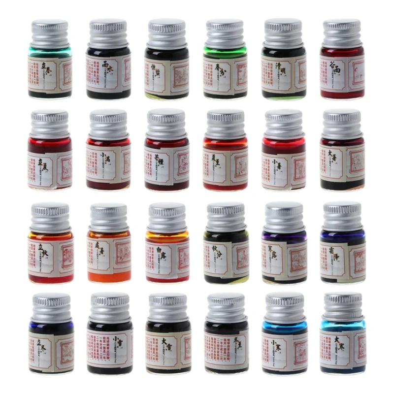 24 termes solaires encre couleur 7ml, encre peinture ancien, stylo à