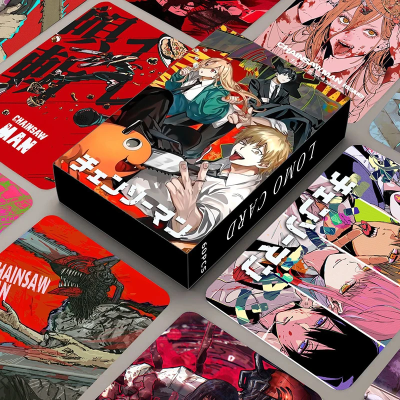

60 шт./компл., аниме, бензопила, человек Denji Power Pochita Makima Aki Hayakawa, ломо-карты, фотокарточка, открытка, подарок для фанатов