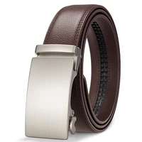 Ceinture décontractée en cuir véritable de haute qualité pour hommes, ceintures à boucle automatique réglables, ceinture à cliquet découpable noir/marron pour hommes 3