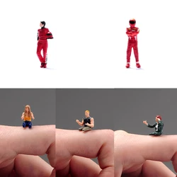 Painted Miniatures 1/64 Men And Women Driver And Young People Wearing Helmets Unpainted Figure Model Toys Gift View Decoration