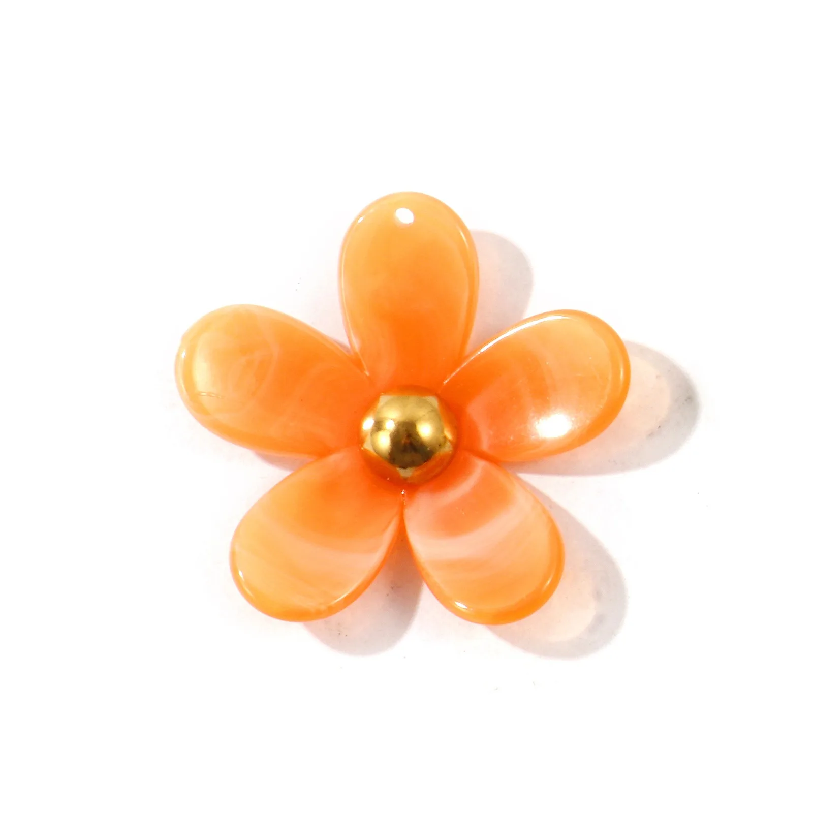 1 Stück Mehrfarbige Harz-Blumenanhänger, 18K vergoldeter 304 Edelstahl-Anhänger für DIY-Halsketten, Ohrringe, Schmuck, 4cm x 3,9cm – Detail 3
