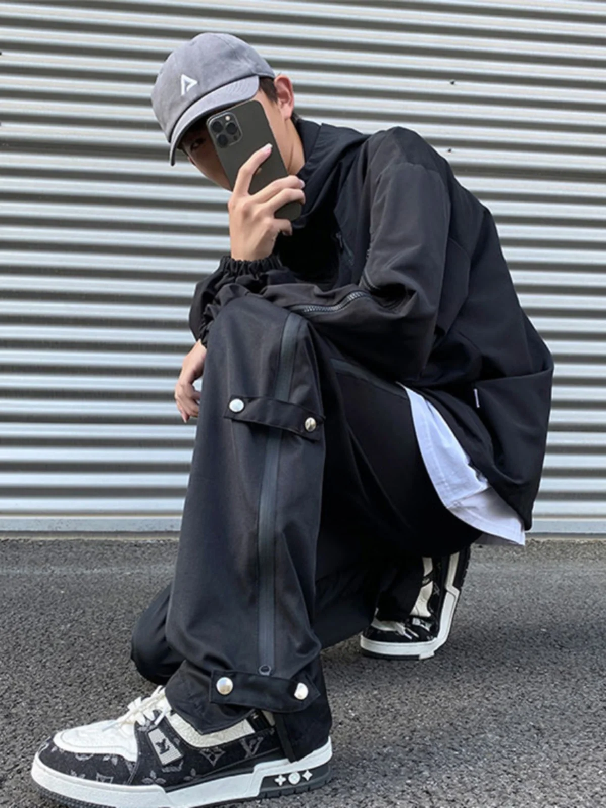 

Мужские повседневные походные брюки с боковой молнией, рабочие, из полиэстера, композитного волокна, с низкой посадкой, однотонные, для осени, для активного отдыха и альпинизма