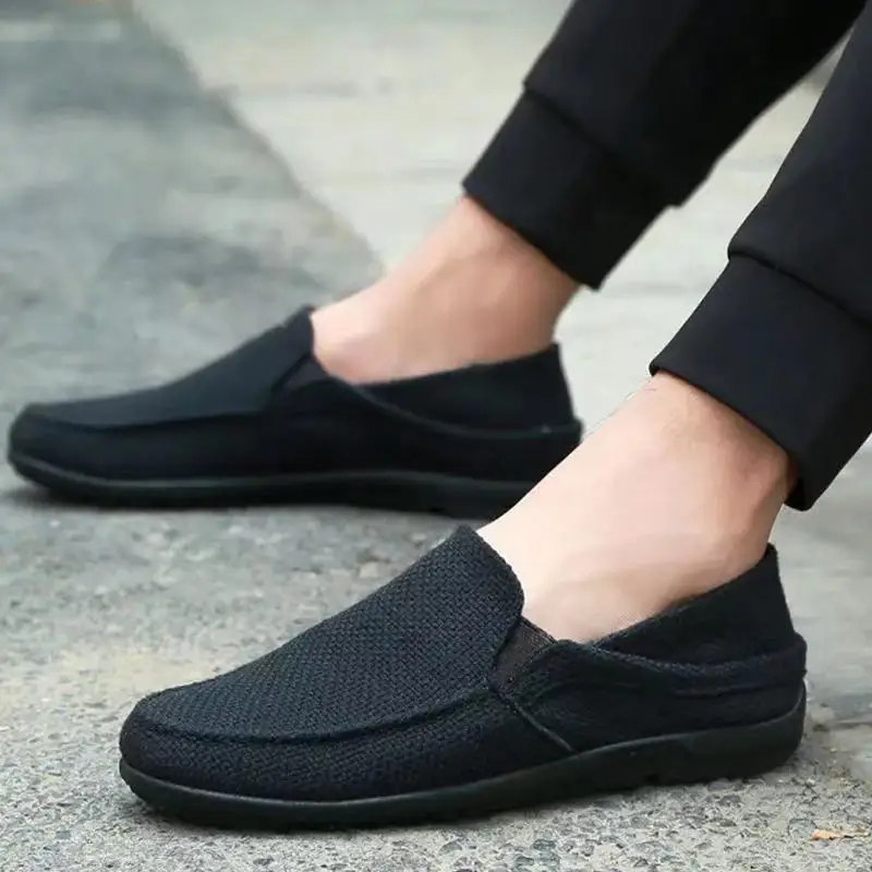 Summer Linen breathable Men Loafers  Casual Shoes Fashion Slip On Driving Shoes Breathable Moccasins 2023