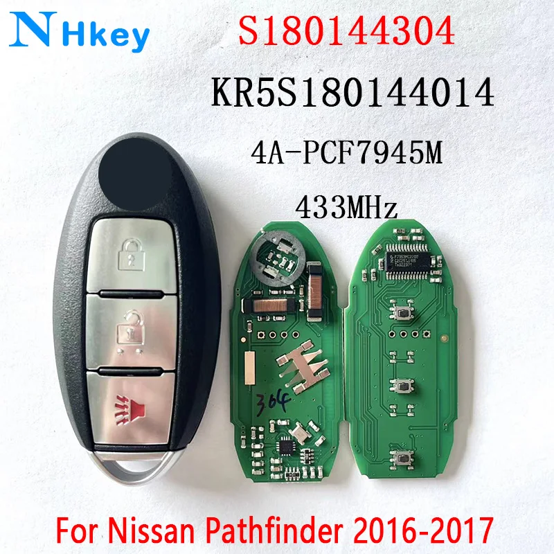 

NHkey 433mzh Original 4A Remote Control Key for NISSAN Pathfinder 2016-2018 Murano Titan Altima Maxima S180144304 3Button ﻿