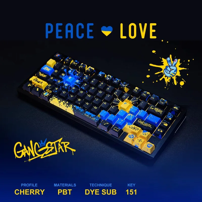 Imagem -02 - Mifuny Peace Heart Tema Keycaps 151 Teclas Pbt Keycap Cherry Profile Key Caps para Teclado Mecânico Personalizado Acessórios para Jogos