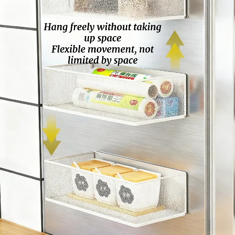 ثلاجة مطورة حديثًا مع رف تخزين مغناطيسي، إطار معدني إبداعي متعدد الوظائف، مريح #3