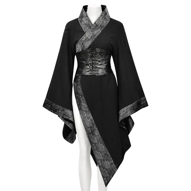 

▶❤PUNK RAVE Women's Dark Punk Japanese Kimono Asymmetric Adjustable Party Club Stage Performance Irregular Personality Dress❤◀