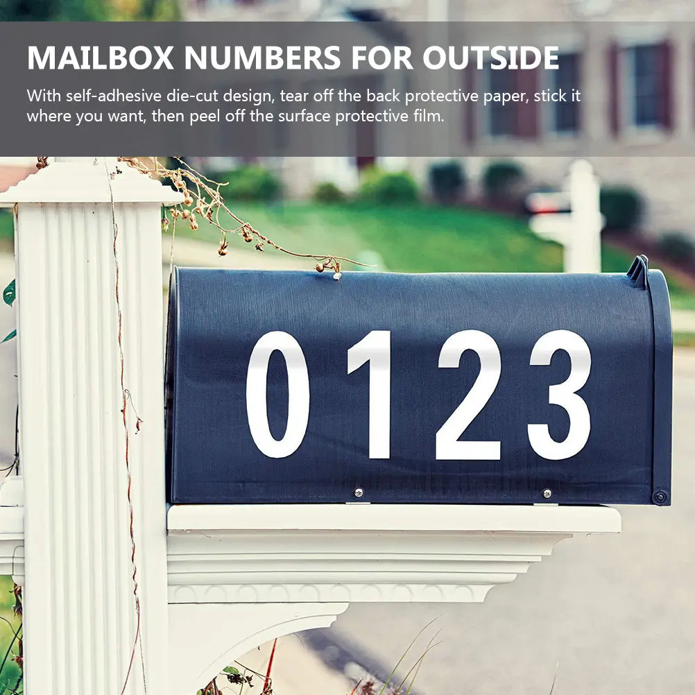

5pcs Reflective Mailbox Numbers Stickers Self-Adhesive Decals Number Stickers Outdoor Sunproof Address Decals For Trash