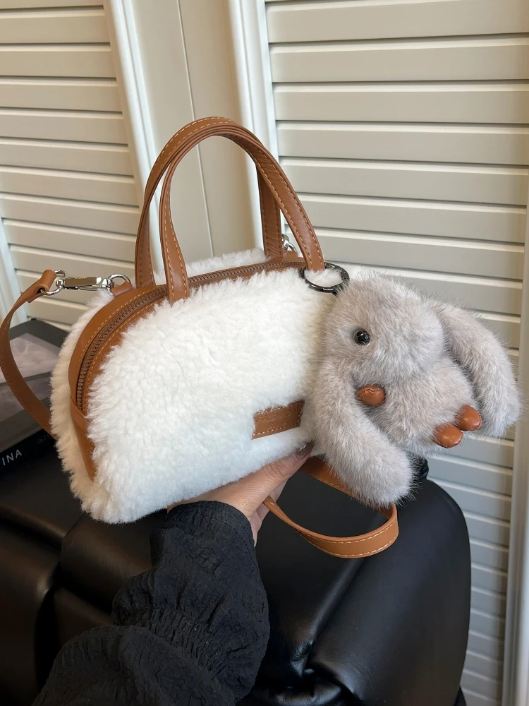 

Sweet Girl Sle Furry Small Crossbody Bag Women's Simple Plu Bag Autumn Winter Quali Texture oulder Bag Soft Handle