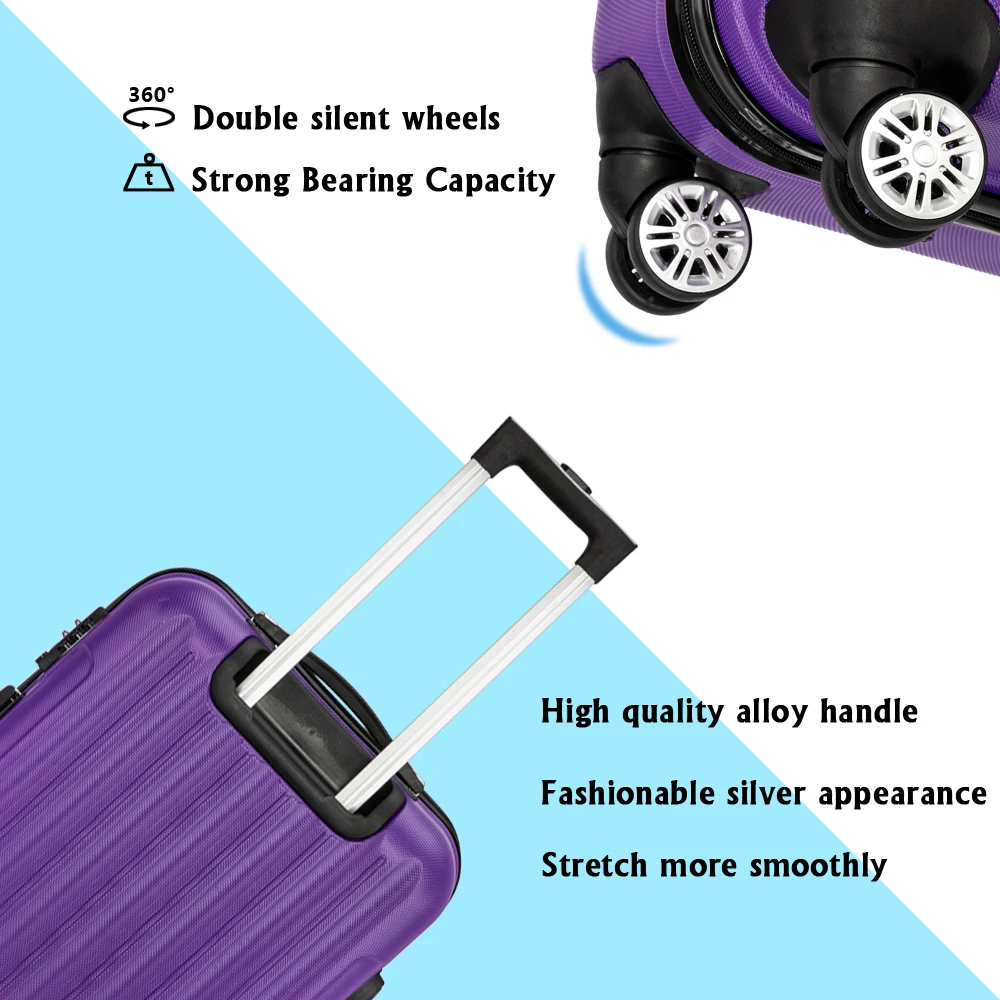 3 em 1 multifuncional grande capacidade de armazenamento de viagem mala conjunto de bagagem roxo bagagem de mão mala de grande capacidade