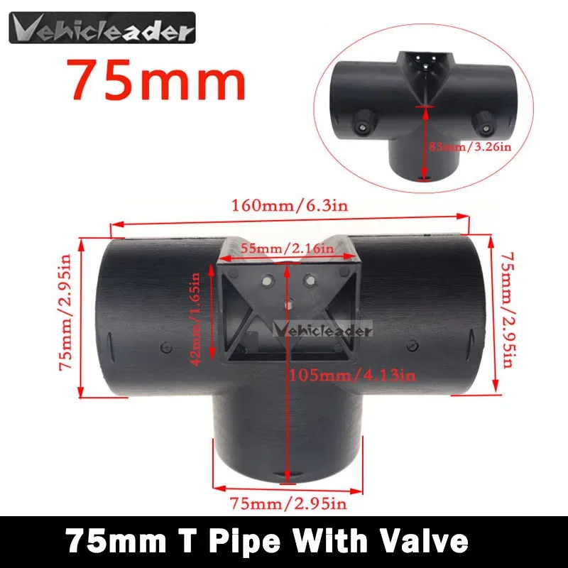 75mm Air Heater Outlet 3 Way Air Ducting Pipe Exhaust Connector Joint with Adjustable Valve Flap for Eberspacher Webasto Diesel