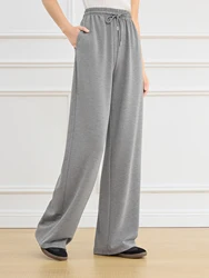 FSLE Office Lady High Waist Elastic Drawstring Draping Wide Leg Casual Pants for Women 2025 Spring New Pants 25FS11028