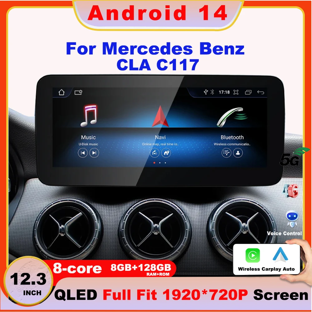 

10.25 12.3 inch Car Radio android 14 For Mercedes Benz CLA C117 ultimedi Video Player GPS wireless android Carplay Head Unit
