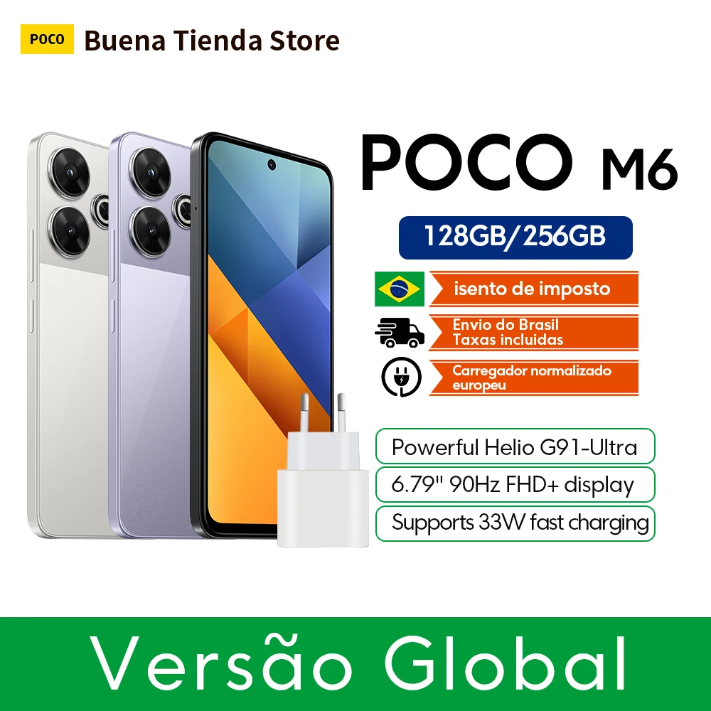 POCO M6 8 + 256GB 4G 33W NFC Fast Charging Global Version MediaTek Helio G91-Ultra 6.79 