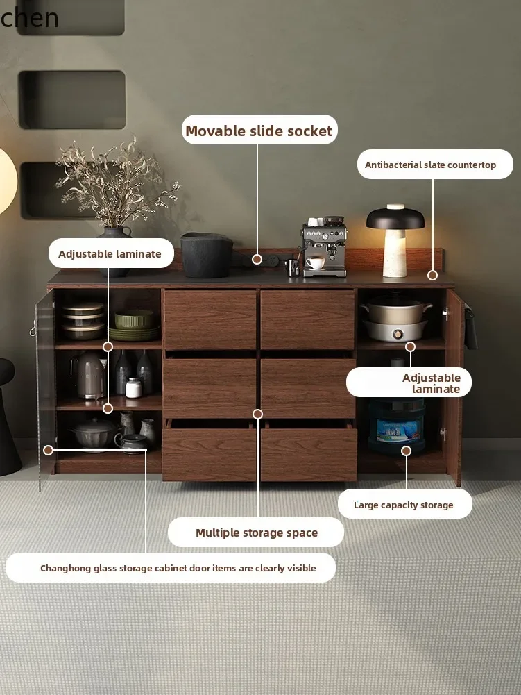 H5.25 solid wood dining side cabinet integrated against the wall, living room storage, household kitchen storage