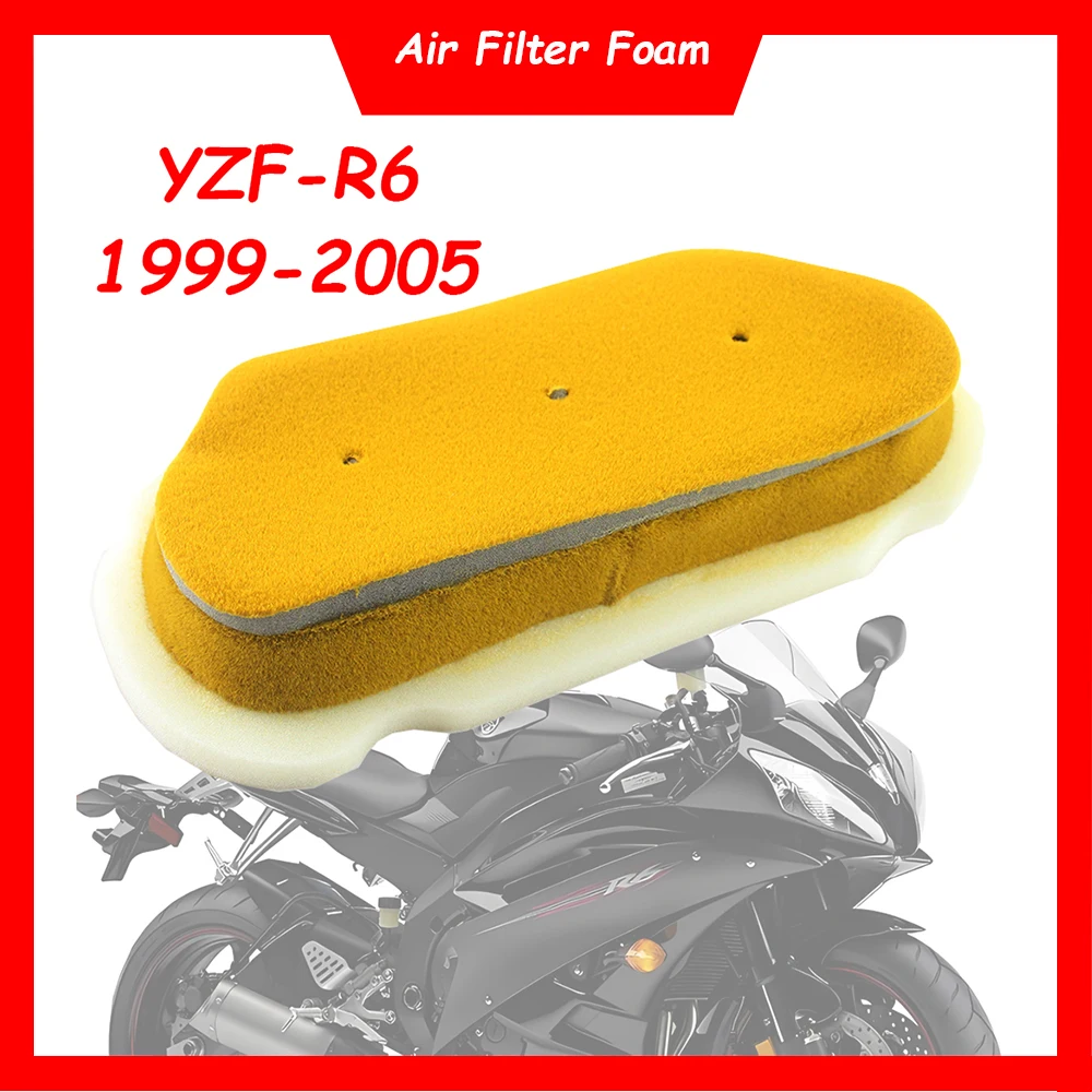 

Motorcycle Engine Air Filter Cleaner Air Intake Filter Dual Foam Sponge For Yamaha YZF-R6 YZF R6 YZFR6 1999-2005