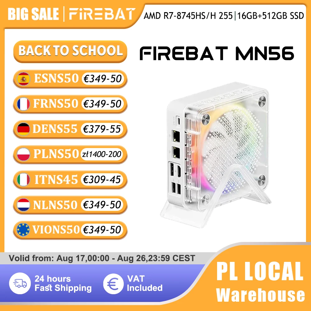 FIREBAT MN56 MINI PC AMD RYZEN 7 8745HS 16GB 24GB DDR5 512GB 1TB SSD Windows11 Gaming-Desktop-Computer BT5.2 WIFI6 HDMI TYPE-C Lokaler Versand