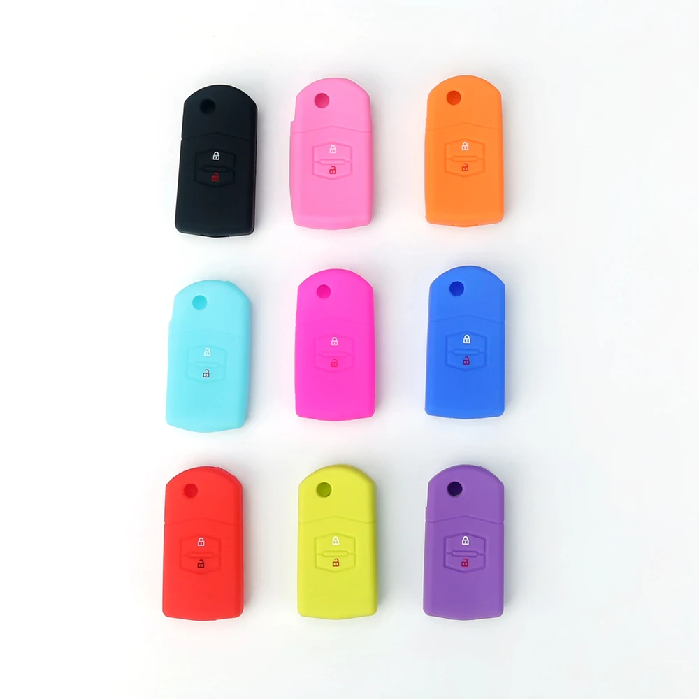 Pusakieyy Silicone Case For Mazda Demio 3 5 6 M3 M5 CX7 CX9 RX8 MX5 MPV Fob Shell Skin Holder 2 Button Remote Flip Car Key Cover