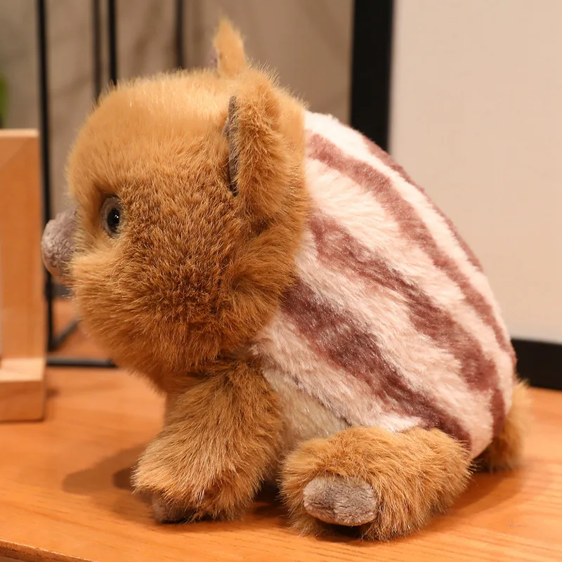 Kawaii Maple Leaf Wild Boar Doll Lie Down Green Plush Animal Pig Pillow Toy Red Ornament Soft Gift Foe Kids