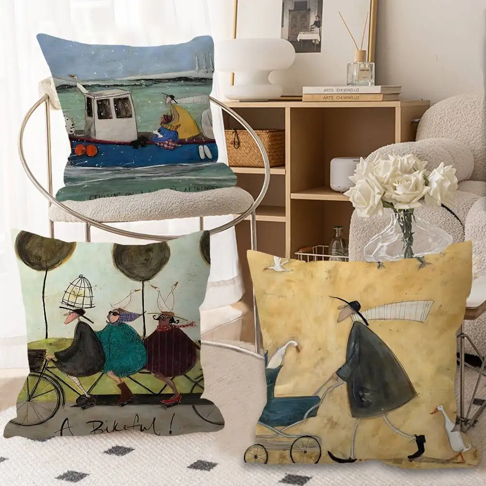 Sam Toft Art Abstract Landscape Decorative Room Aesthetics Pillow Case Home Decor Bedroom Sofa Bed Couch Pillow Cover 45x45