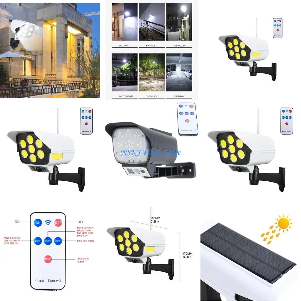 

L8RC Waterproof Wall Lamp Dummy Camera Solar Garden Street Lights with Remote Control