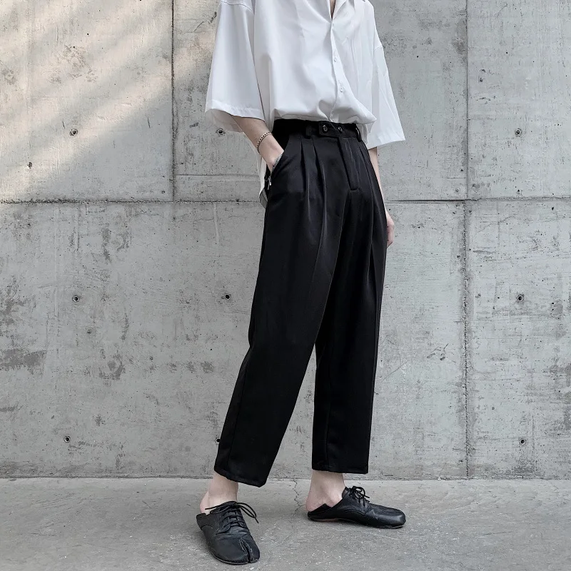 Costume tendance rétro pour hommes, pantalon occidental d'été coréen, nouveau Joker noir, pantalon droit, mode masculine, survêtement, pantalon de survêtement décontracté