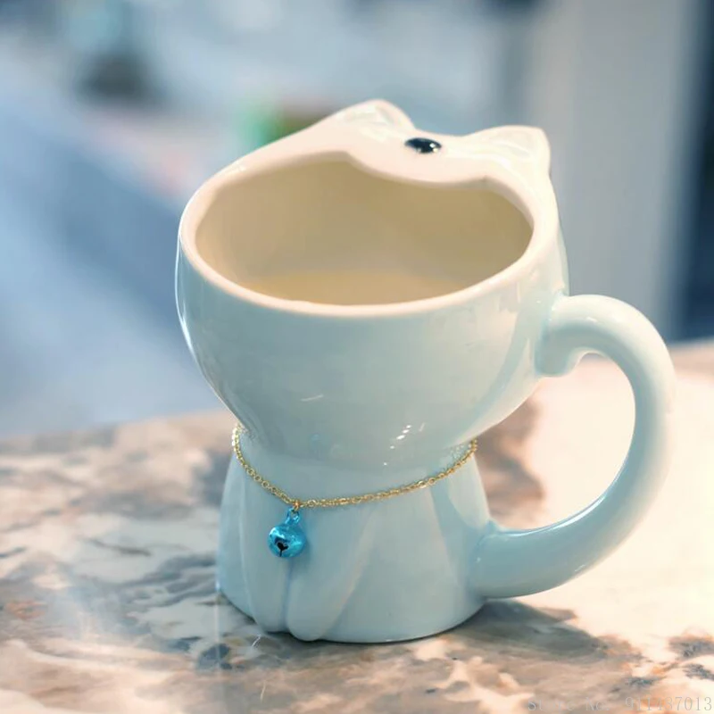 

1pc Creative 350ml Cartoon Lovely Cat Shaped Ceramic Mug With Lid Handle Female Gift Household Items Tea Milk Coffee Water Cup