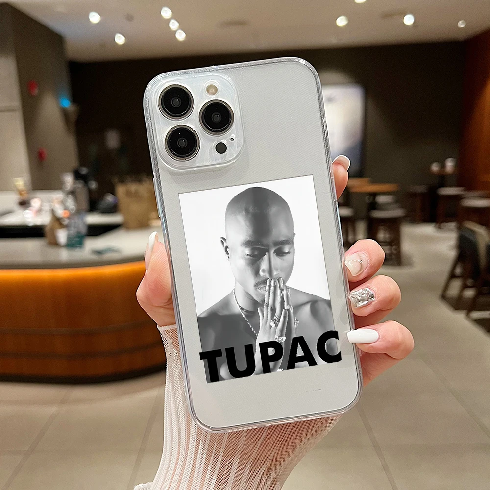 Clear Phone Case For iPhone 15 14 13 12 11 Mini Pro Max X XR XSMax 6S 6 7 8 Plus SE Soft Cover Hip Hop Rapper 2pac Singer Tupac