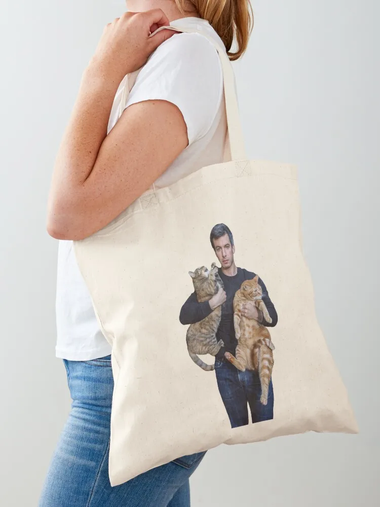 

Nathan Fielder and His Cats Tote Bag tote bags aesthetic tote bag screen ecological bags bags woman 2025