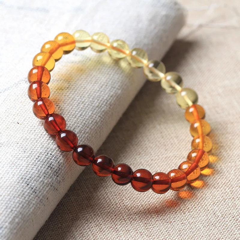 Gradual Change of Color Gold and Blood Amber Bracelet Second Generation Beeswax Bracelet Live Broadcast Popular Amber Jewelry